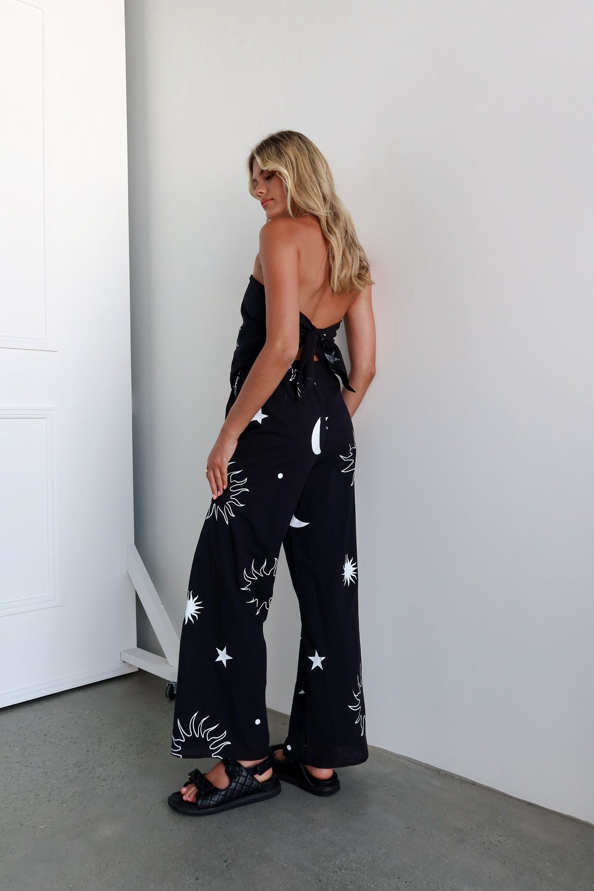 In My Dreams Scarf Pant Set | Black + White - Sol + Sand