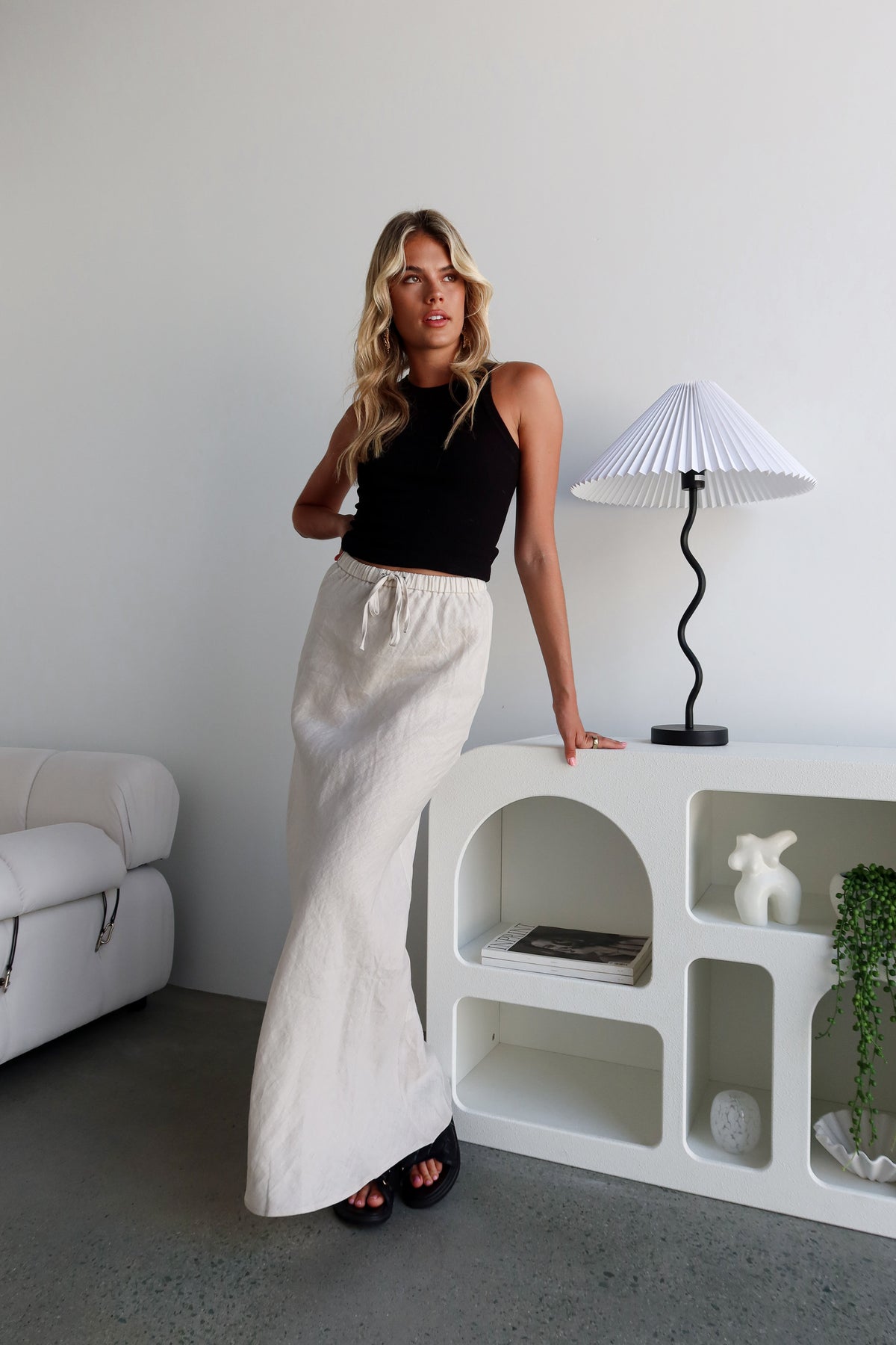 Lilly Linen Skirt | Oatmeal - Sol + Sand