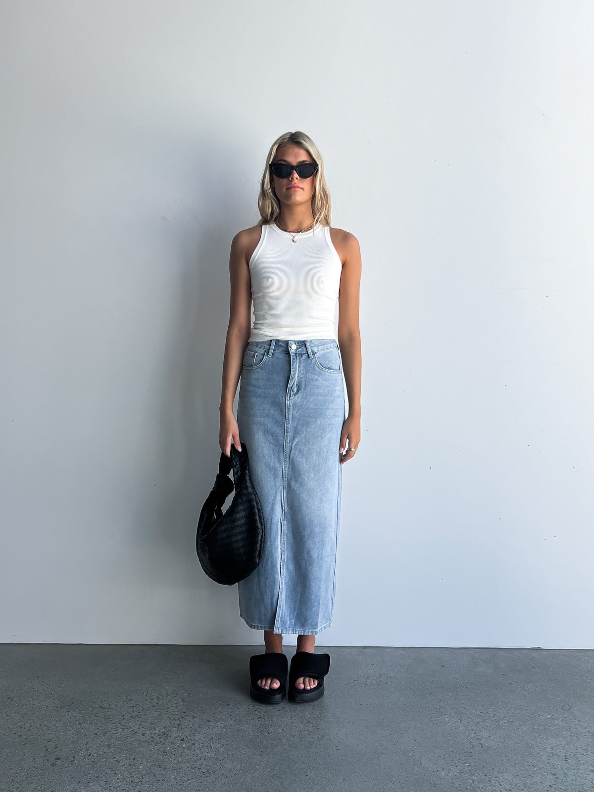 L.A.X Denim Skirt | Blue - Sol + Sand