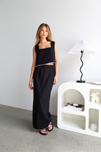 Kairo Linen Skirt | Black - Sol + Sand